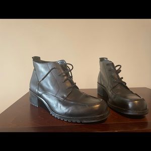 Black  leather ankle boots . Size 10